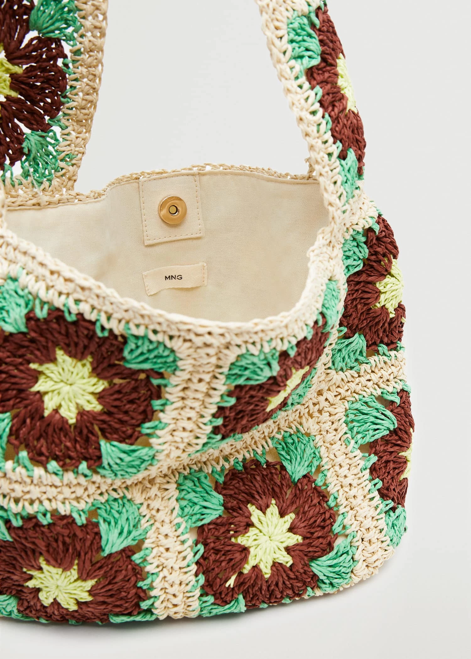 Mango Floral Crochet Bag Beige 4 Mango Floral Crochet Bag Beige - Image 4