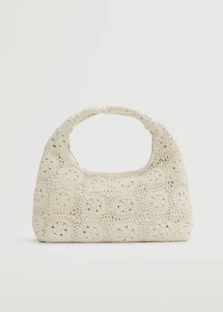 Mango Crochet Handle Bag Ecru