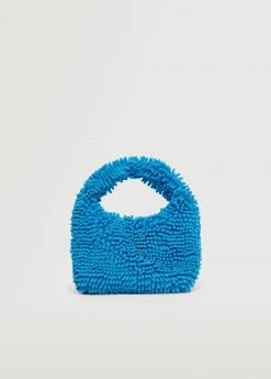 Mango Textured Handbag Blue