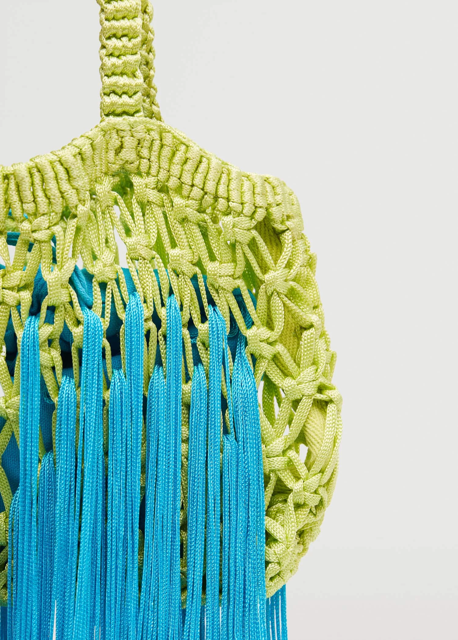 Mango Fringed Handbag Lime 3 Mango Fringed Handbag Lime - Image 3