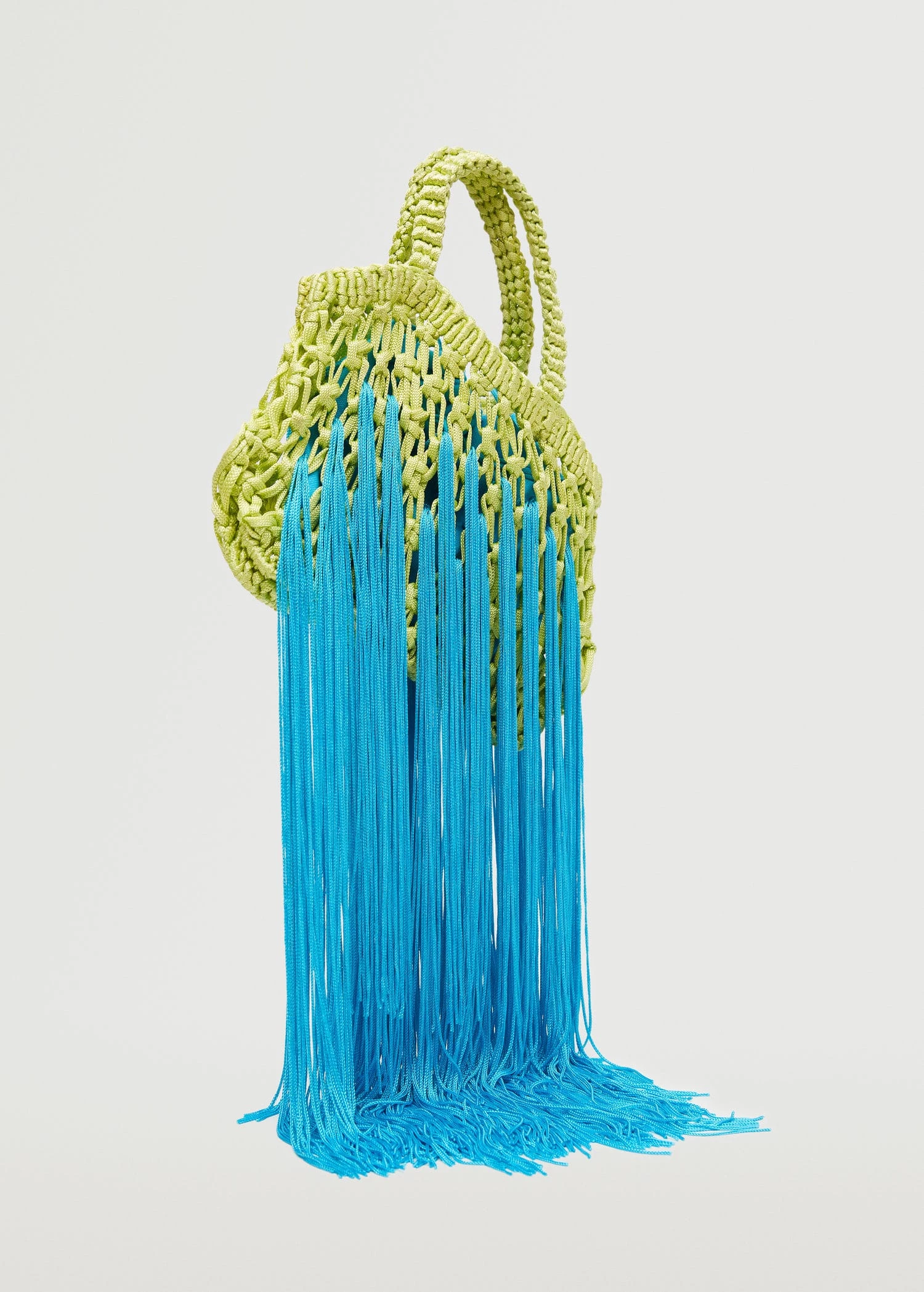 Mango Fringed Handbag Lime 5 Mango Fringed Handbag Lime - Image 5