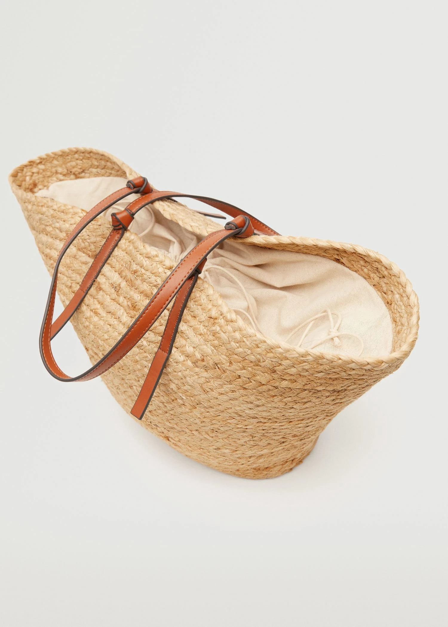 Mango Jute Basket Bag Beige 6 Mango Jute Basket Bag Beige - Image 6