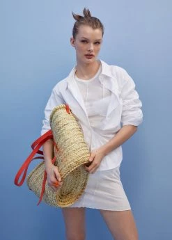 Mango Raffia Tote Bag Chocolate