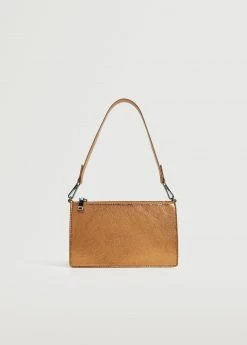 Mango Glossy Baguette Bag Dark Silver