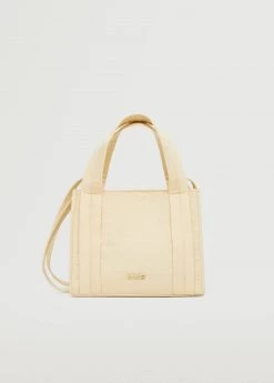 Mango Logo Shopper Bag Beige