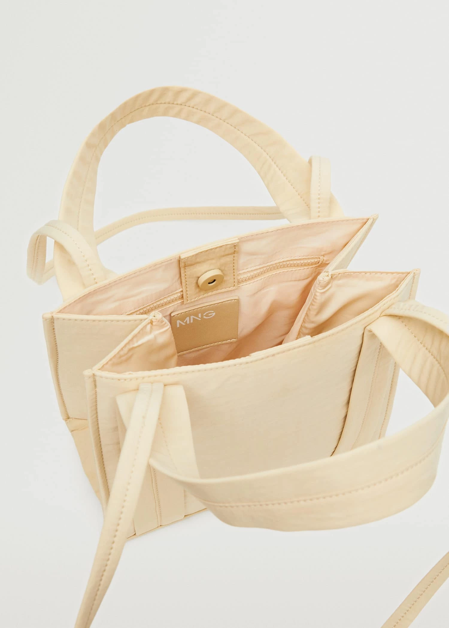 Mango Logo Shopper Bag Beige 3 Mango Logo Shopper Bag Beige - Image 3