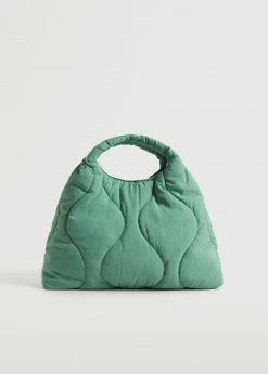 Mango Quilted Handbag Green