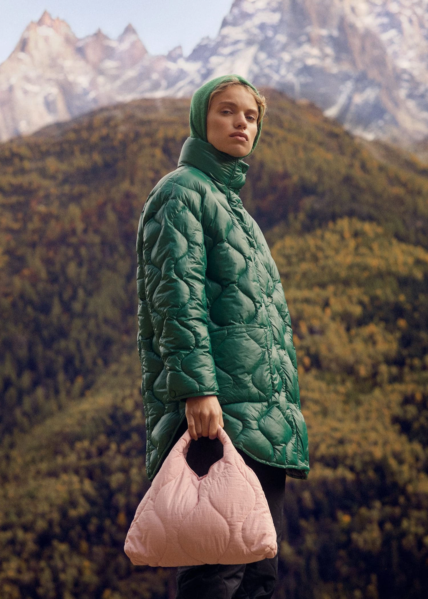 Mango Quilted Handbag Green 6 Mango Quilted Handbag Green - Image 6