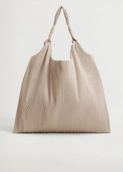 Mango Pleated Bucket Bag Beige