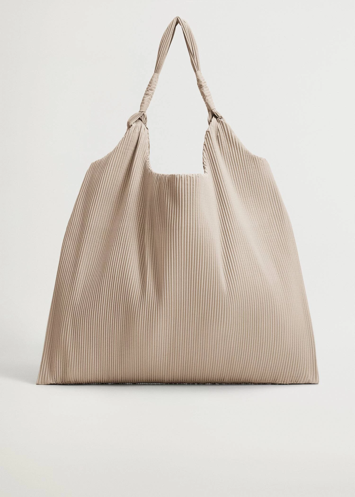 Mango Pleated Bucket Bag Beige 1 Mango Pleated Bucket Bag Beige