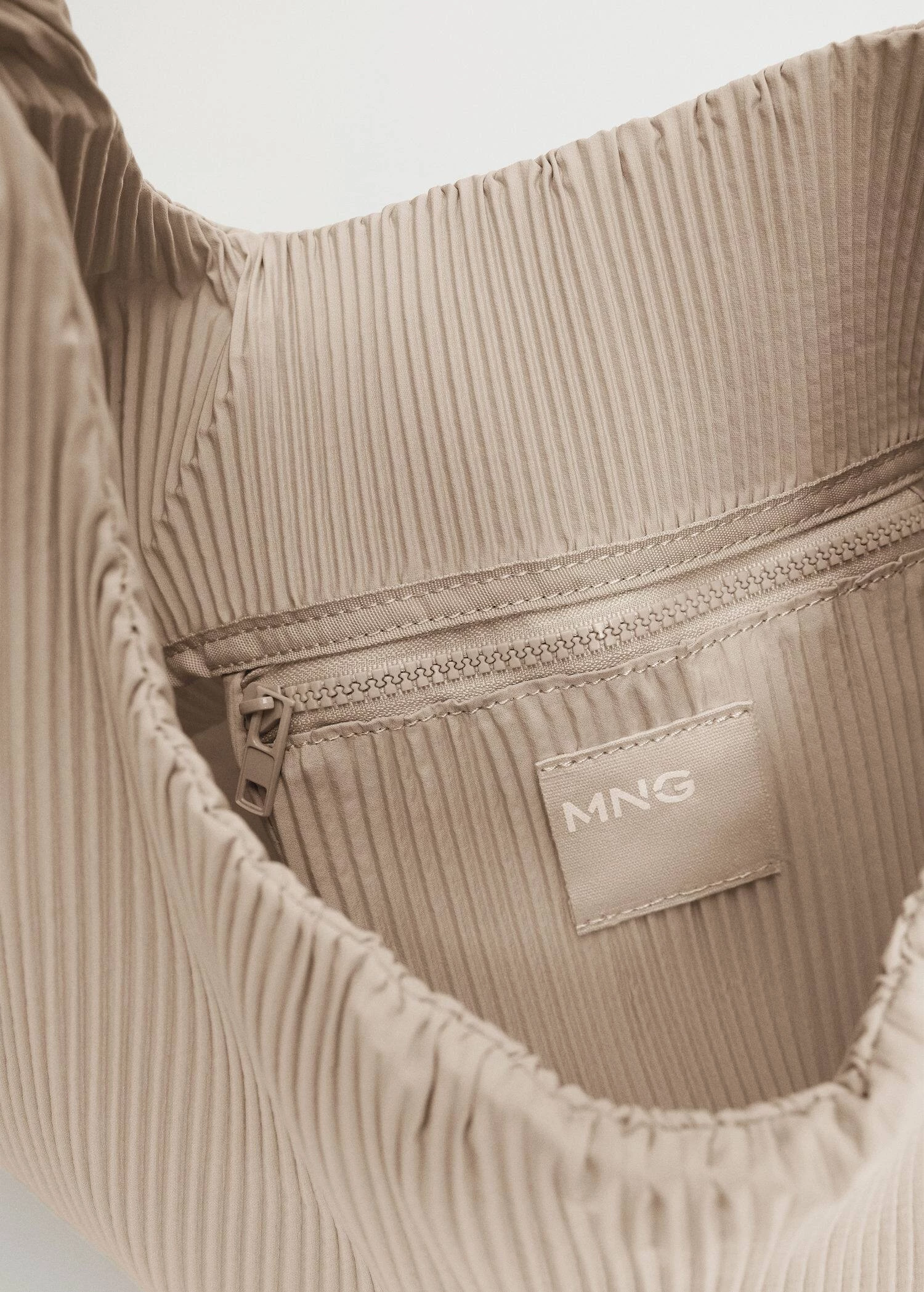 Mango Pleated Bucket Bag Beige 3 Mango Pleated Bucket Bag Beige - Image 3