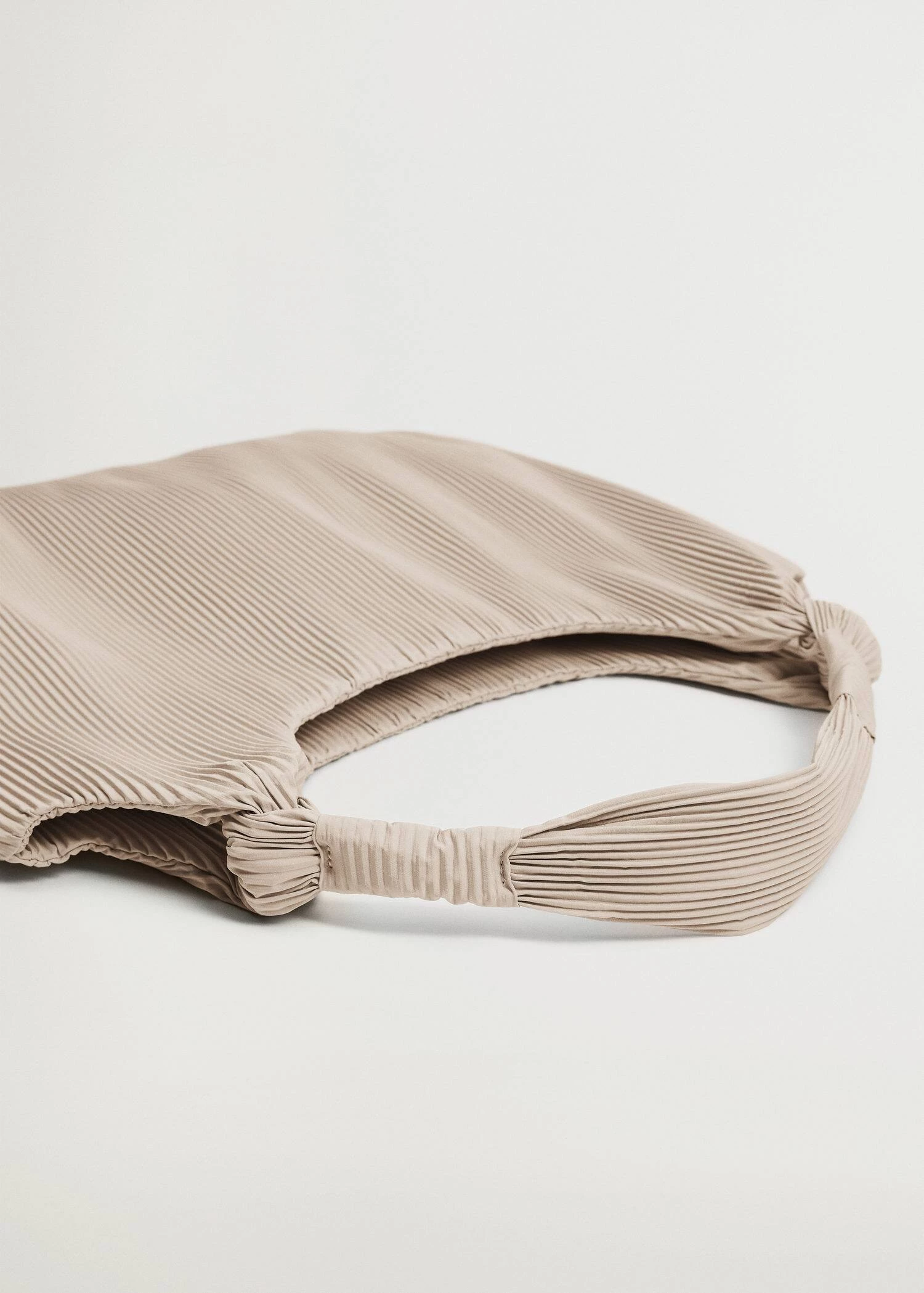 Mango Pleated Bucket Bag Beige 4 Mango Pleated Bucket Bag Beige - Image 4