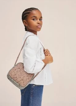 Mango Kids Floral Print Bag Pastel Pink