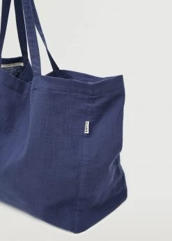 Mango Teen Cotton Shopper Bag Blue