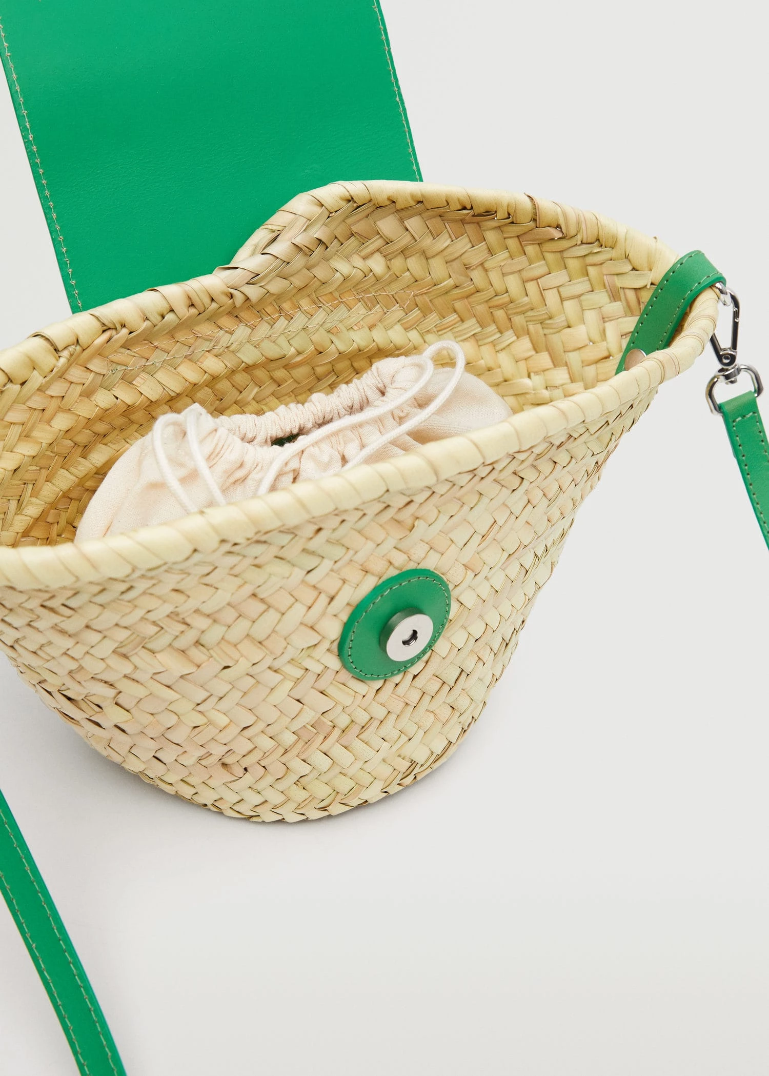 Mango Leather Flap Raffia Bag Fuchsia 9 Mango Leather Flap Raffia Bag Fuchsia - Image 9