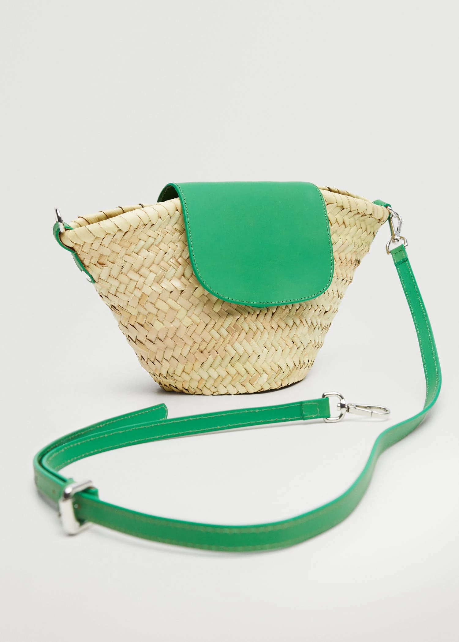 Mango Leather Flap Raffia Bag Fuchsia 10 Mango Leather Flap Raffia Bag Fuchsia - Image 10