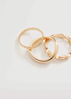 Mango Teen Pack Of 3 Combined Rings Gold