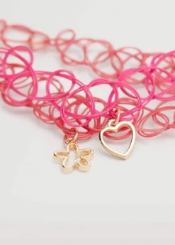 Mango Kids 2 Pendant Chockers Pack Pink