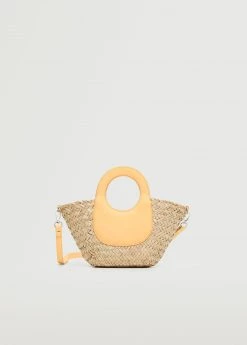 Mango Double Strap Mini Basket Bag Black