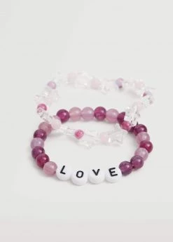 Mango Kids 2-pack Message Bracelets Light/pastel Purple