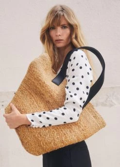 Mango Jute Shopper Bag Beige