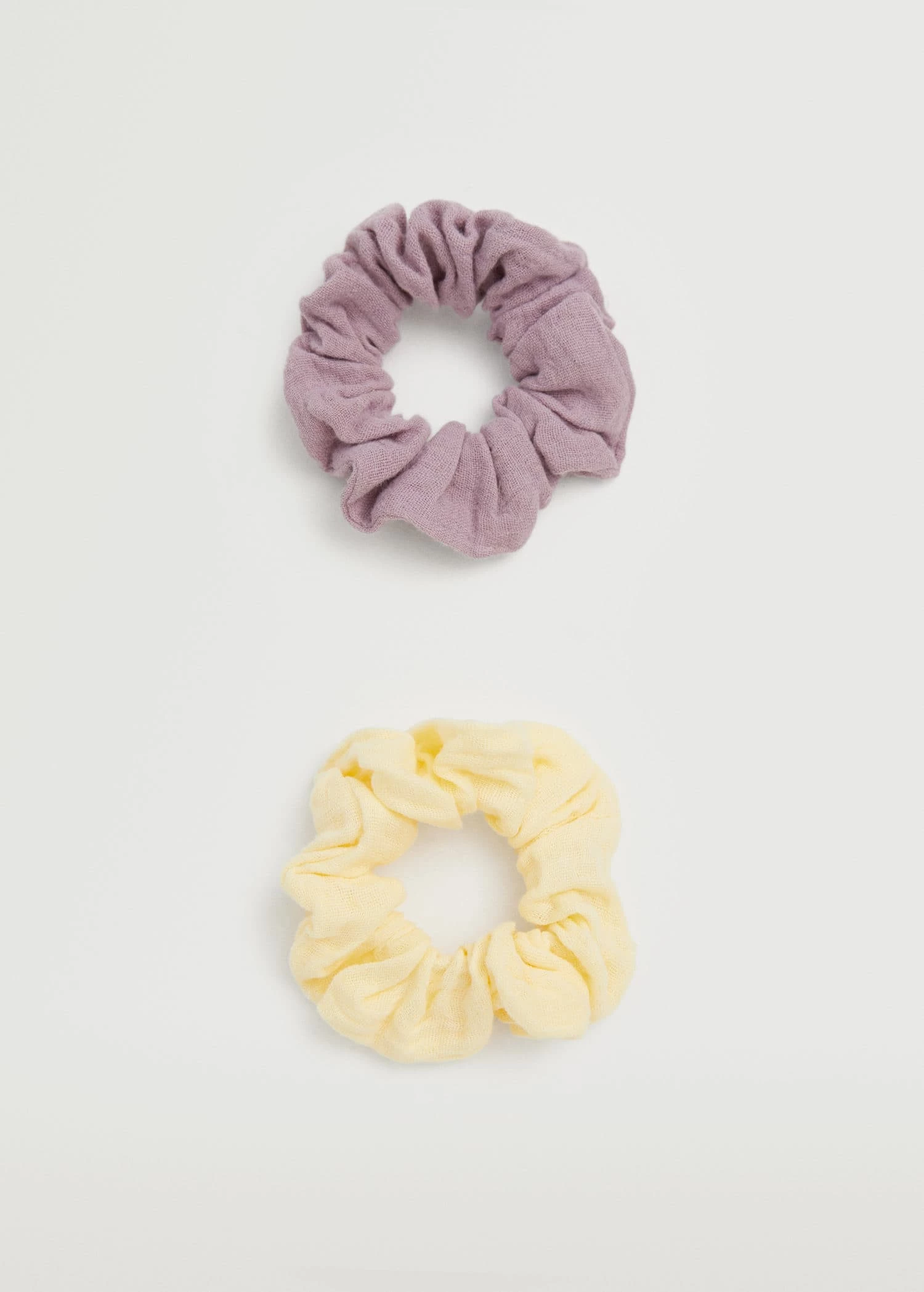 Mango Kids Pack Of 2 Cotton Scrunchies Pastel Yellow 3 Mango Kids Pack Of 2 Cotton Scrunchies Pastel Yellow - Image 3