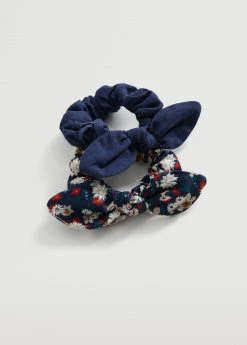 Mango Kids 2 Pack Bow Hair Ties Dark Navy