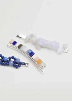 Mango Kids Pack Of 3 Stone Barrettes Blue