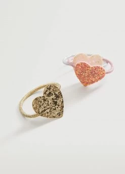 Mango Kids Glitter Hair Tie 3 Pack Pastel Pink