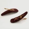 Mango Kids 2-pack Embroidered Pins Burgundy