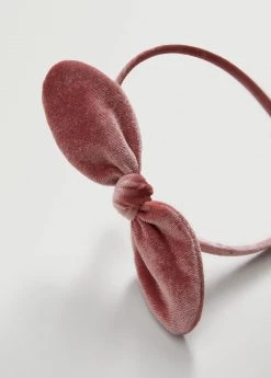 Mango Kids Velvet Bow Hairband Pastel Pink