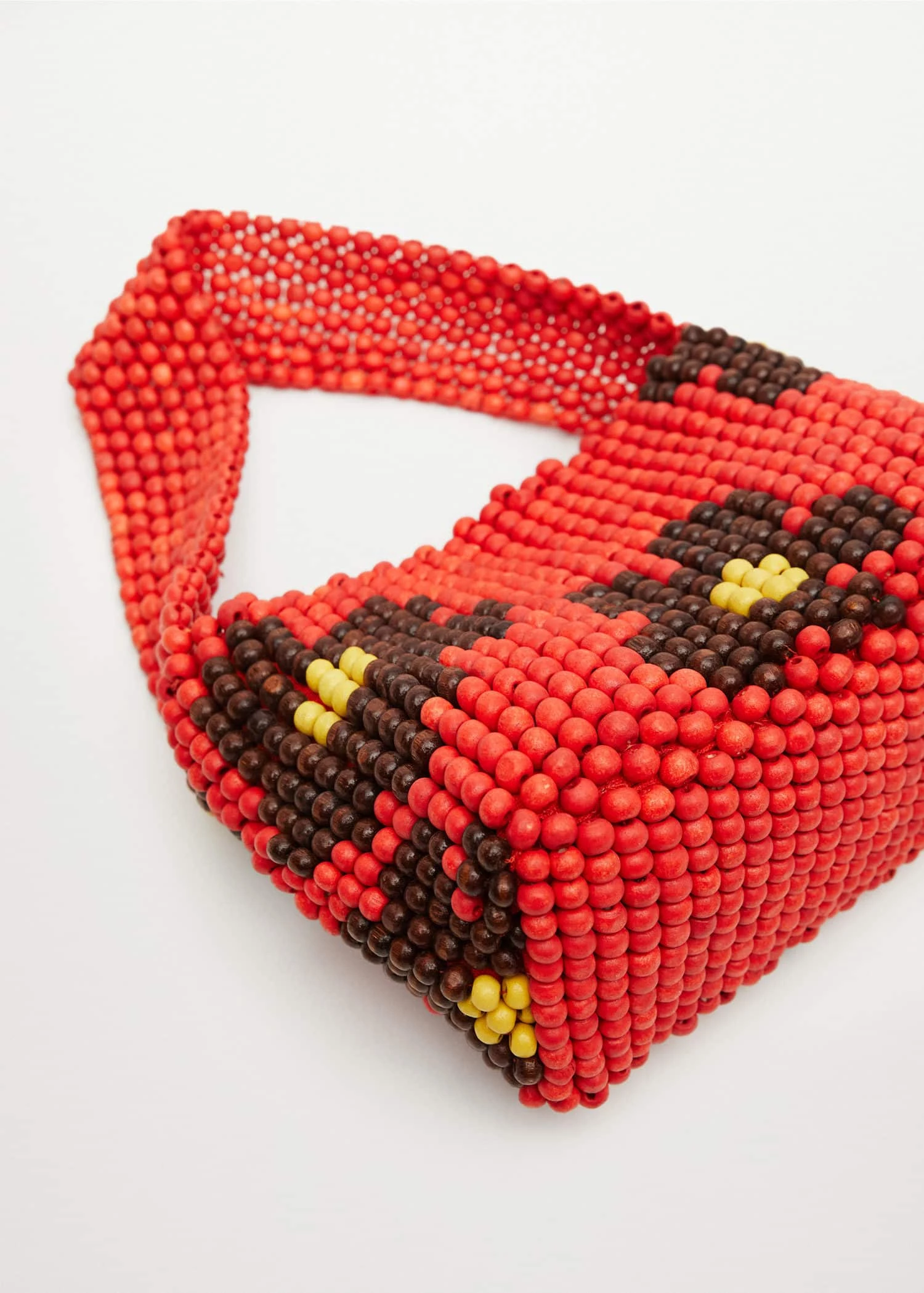 Mango Beaded Wood Handbag Red 3 Mango Beaded Wood Handbag Red - Image 3