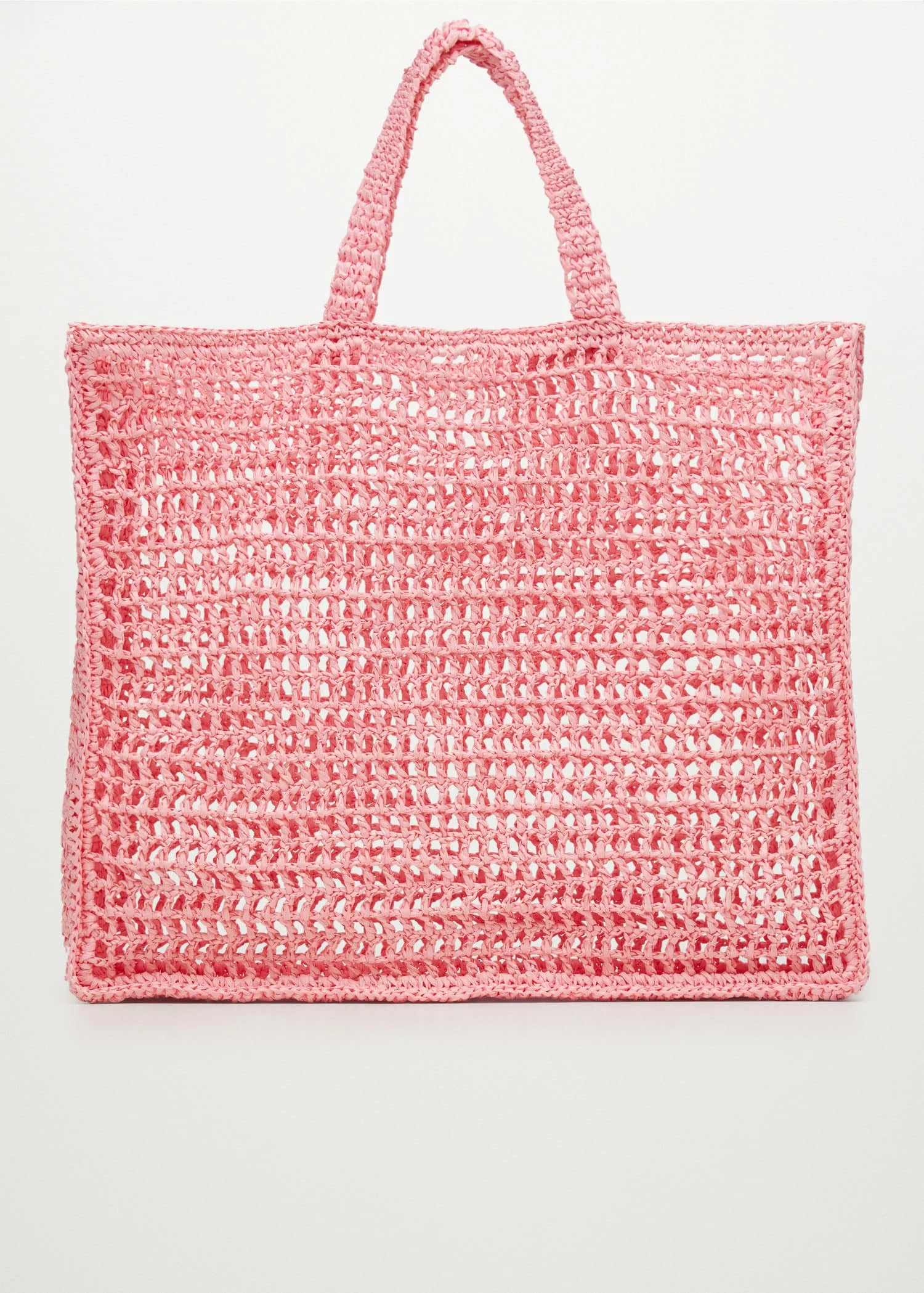 Mango Raffia Shopper Bag Neon Pink 2 Mango Raffia Shopper Bag Neon Pink - Image 2