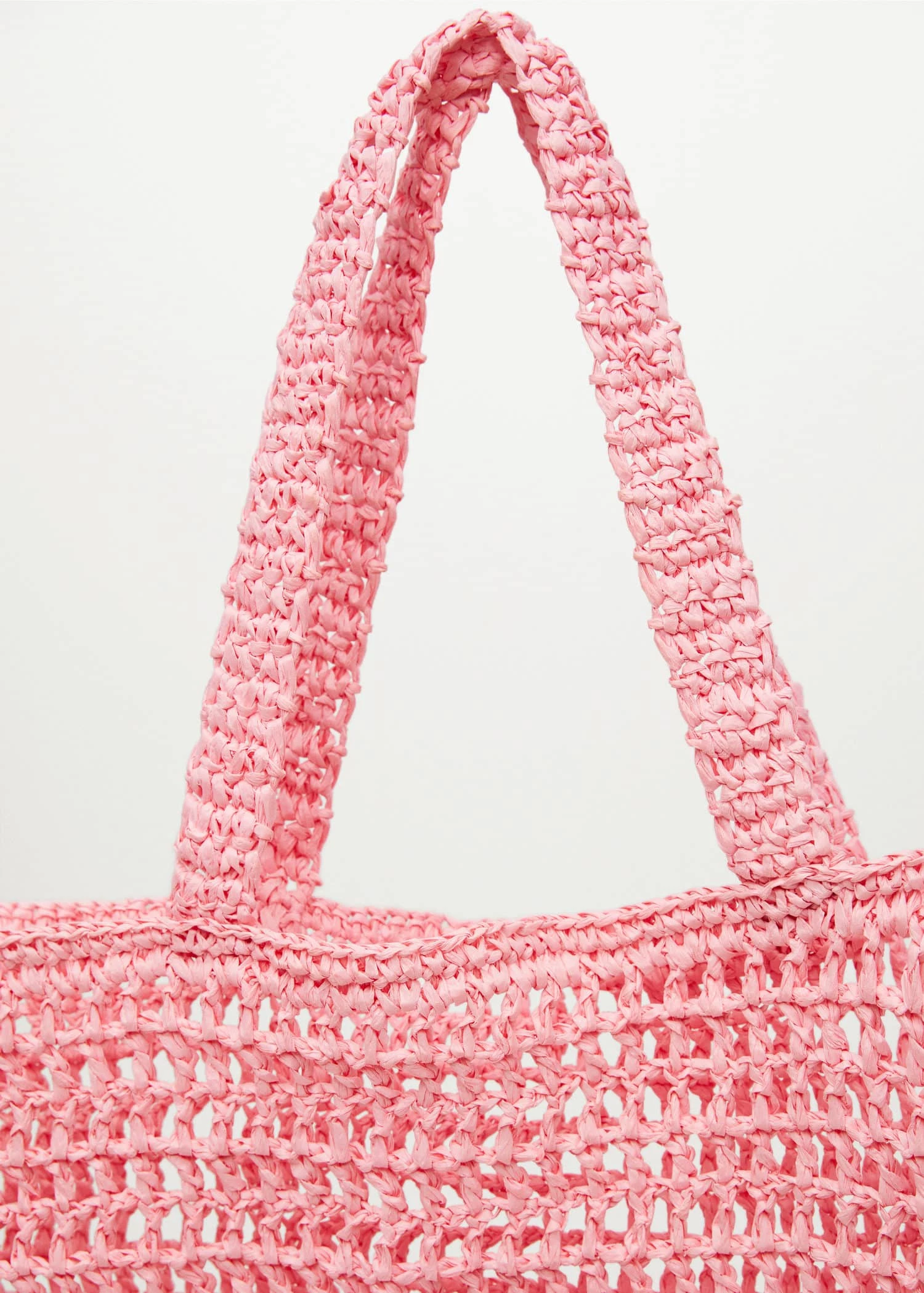 Mango Raffia Shopper Bag Neon Pink 4 Mango Raffia Shopper Bag Neon Pink - Image 4