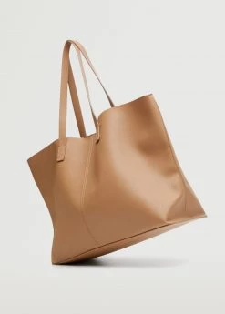Mango Leather-effect Shopper Bag Medium Brown -Mango Bags Sales Store unnamed file 267