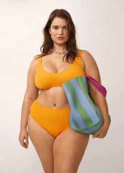 Mango Striped Shopper Bag Green