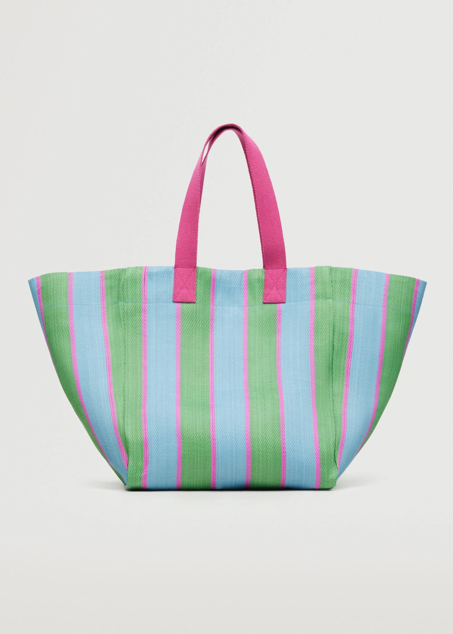 Mango Striped Shopper Bag Green 2 Mango Striped Shopper Bag Green - Image 2