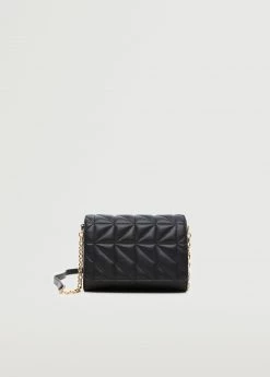 Mango Quilted Shoulder Bag Black