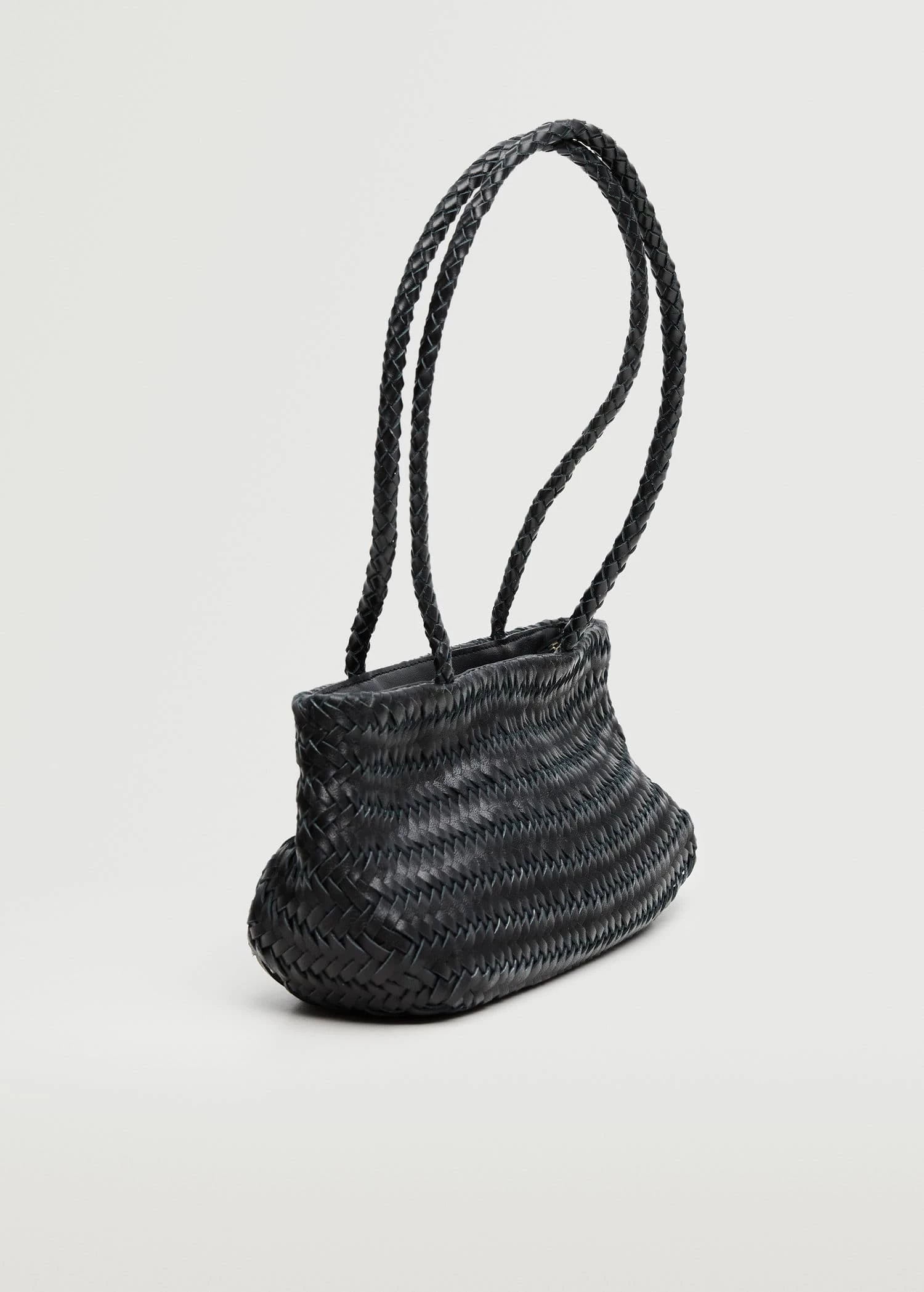 Mango Leather Baguette Bag Black 2 Mango Leather Baguette Bag Black - Image 2