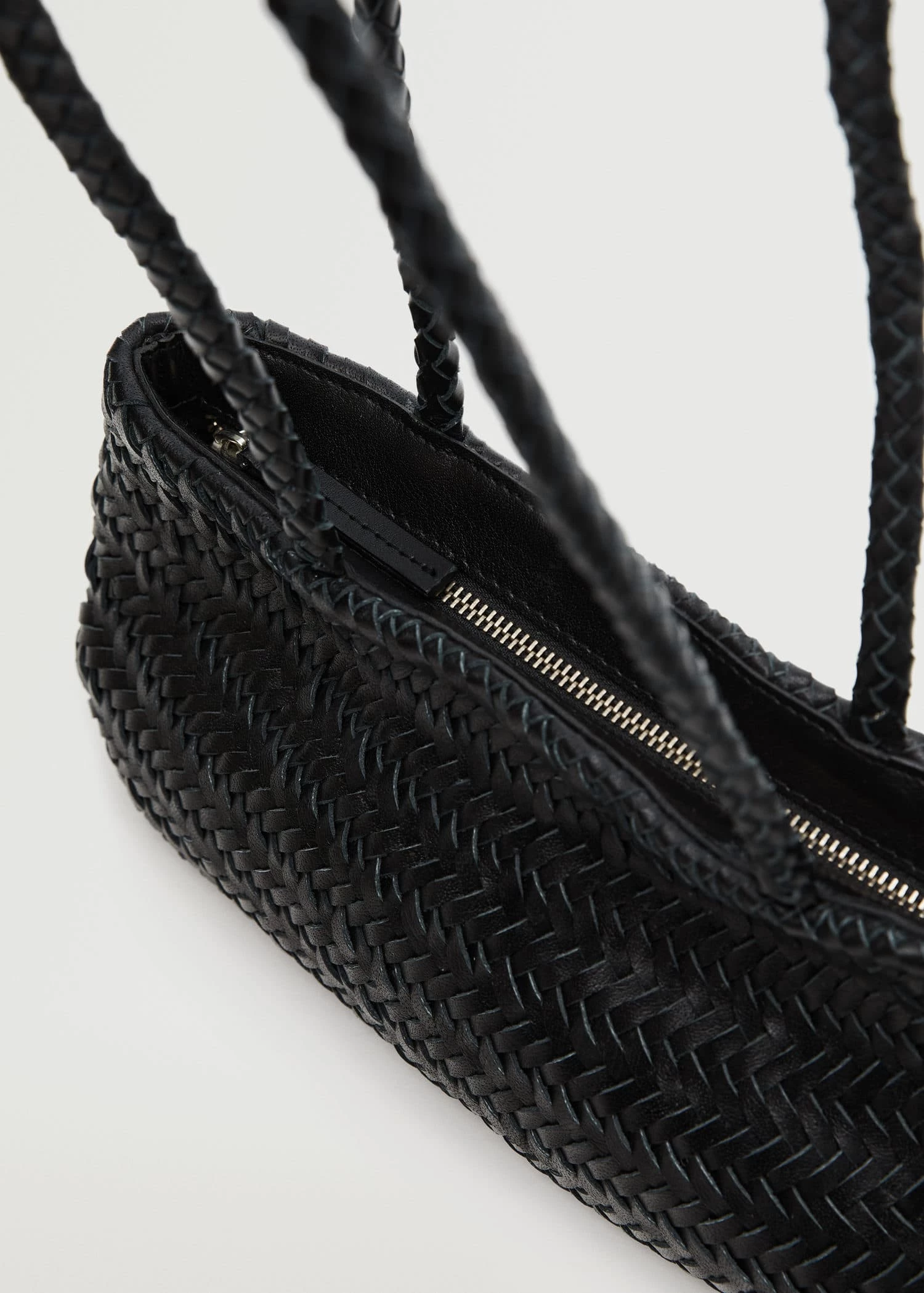 Mango Leather Baguette Bag Black 4 Mango Leather Baguette Bag Black - Image 4