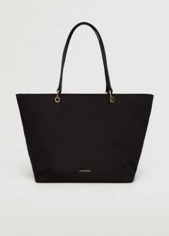 Mango Logo Shopper Bag Black