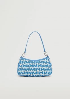 Mango Baguette Bag With Logo Blue