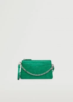 Mango Croc-effect Cross Body Bag Black