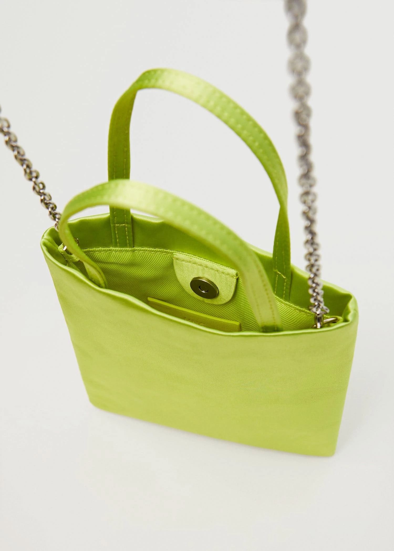 Mango Mini Satin Bag Lime 8 Mango Mini Satin Bag Lime - Image 8