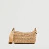 Mango Raffia Crossbody Bag Beige