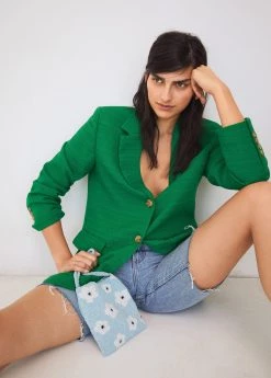 Mango Beaded Mini Bag Blue