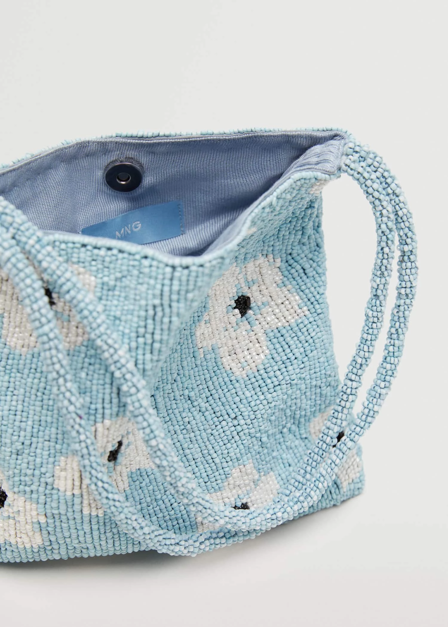 Mango Beaded Mini Bag Blue 4 Mango Beaded Mini Bag Blue - Image 4