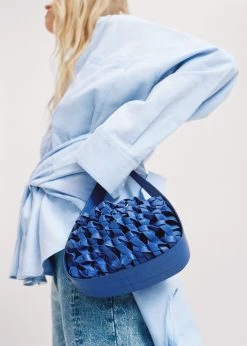 Mango Braided Baguette Bag Vibrant Blue