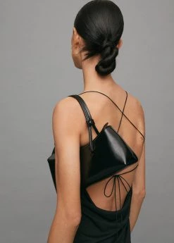 Mango Double Handle Baguette Bag Black