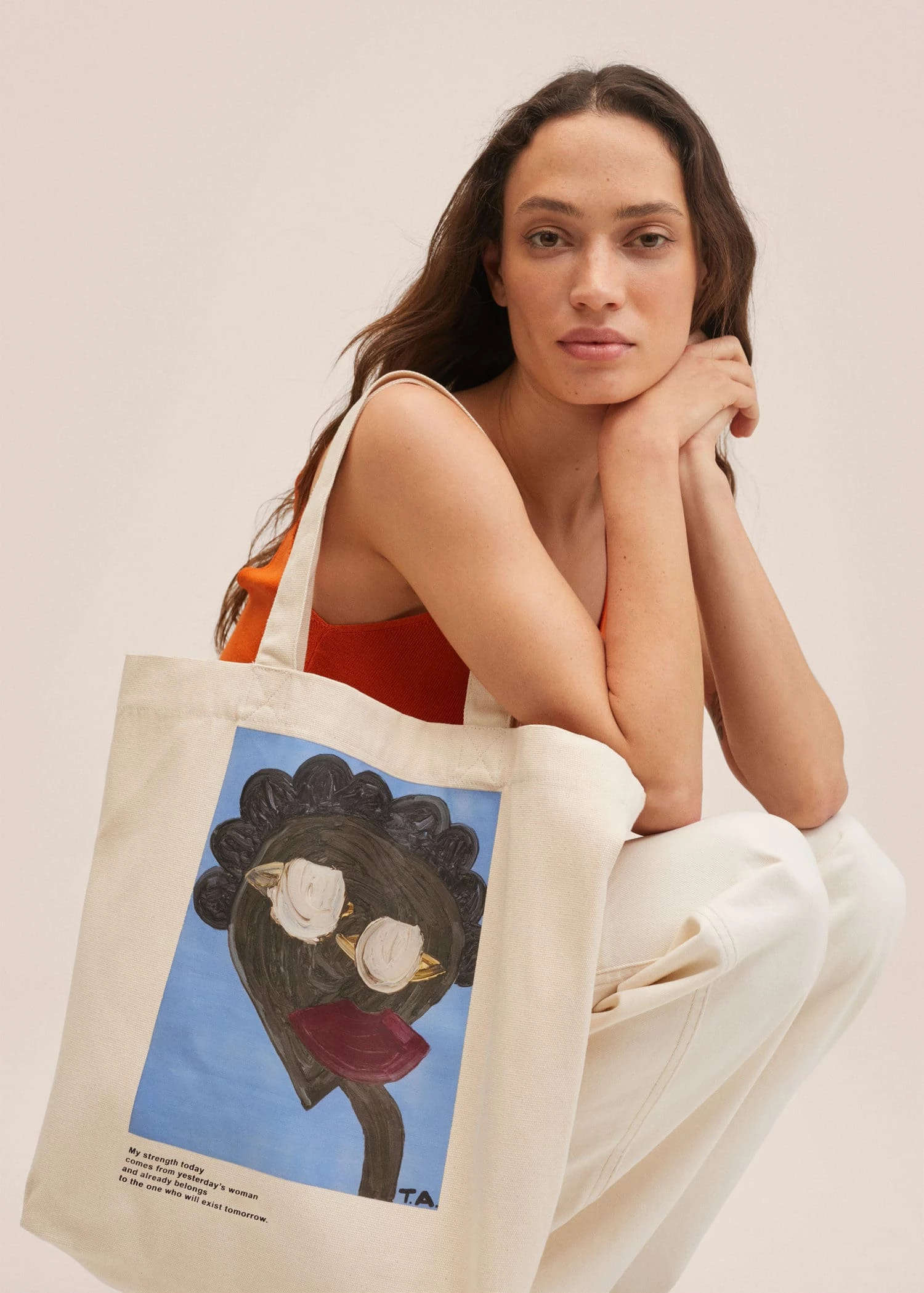 Mango Women's Day Bag Ecru 1 Mango Women's Day Bag Ecru